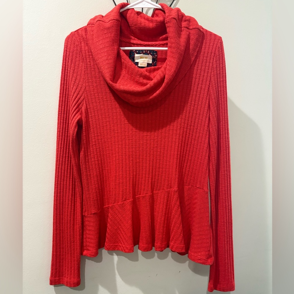 Anthropologie Maeve Women’s Cowl Neck Sweater Peplum Hem